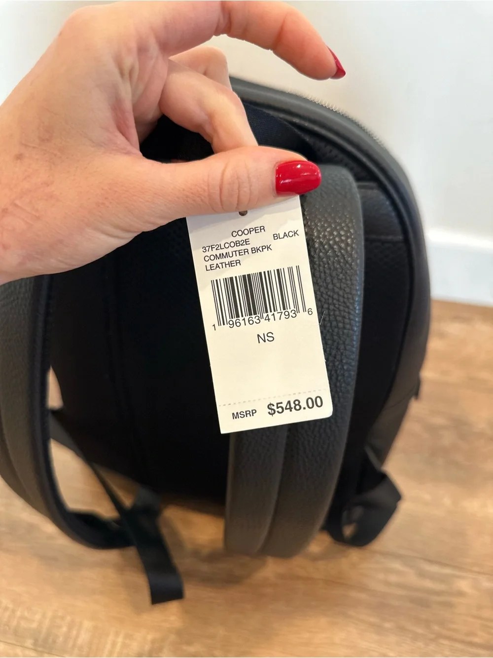 Michael Kors Black Pebbled Leather MK Logo Backpack